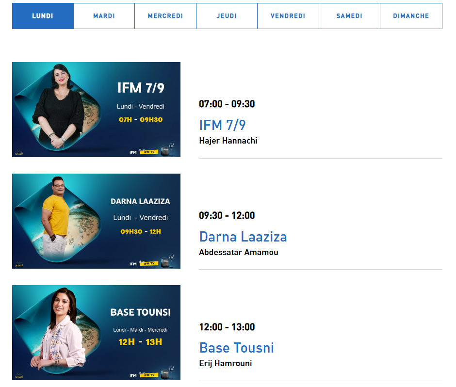 programmes Radio IFM Programmation radio IFM